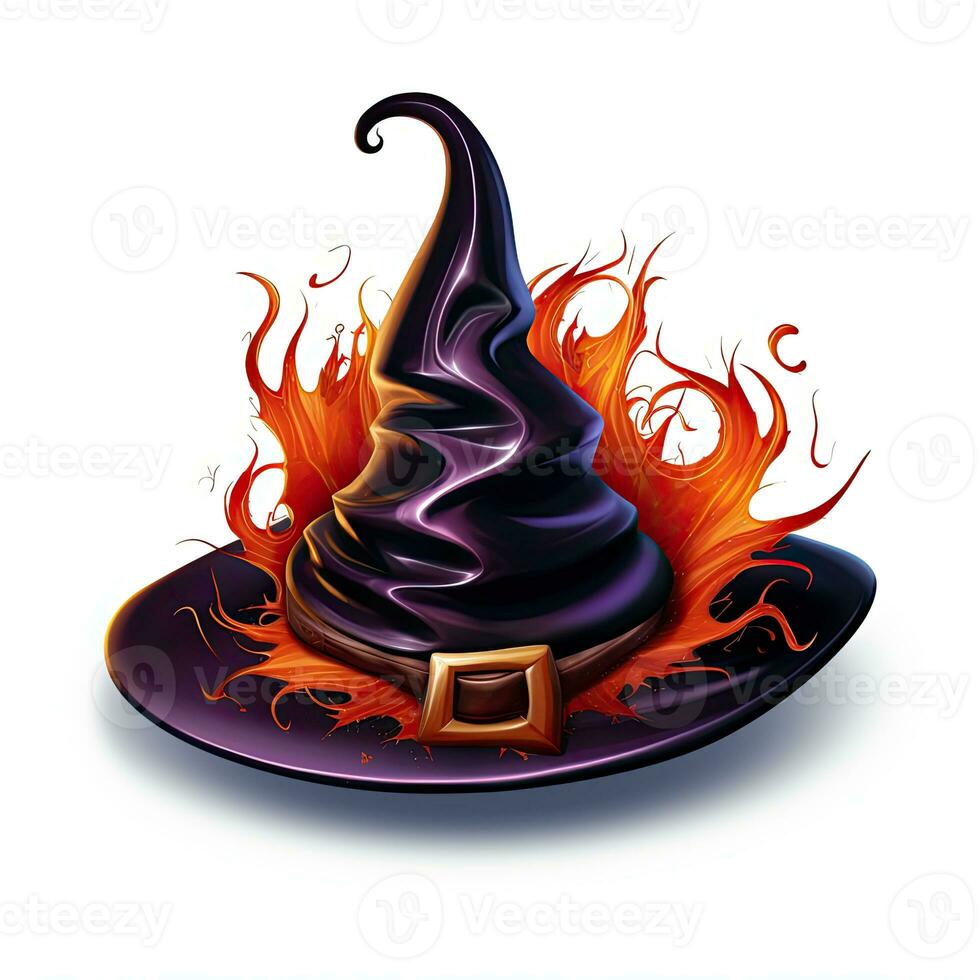 bruja gorra sombrero Víspera de Todos los Santos ilustración de miedo horror diseño tatuaje vector aislado pegatina fantasía foto