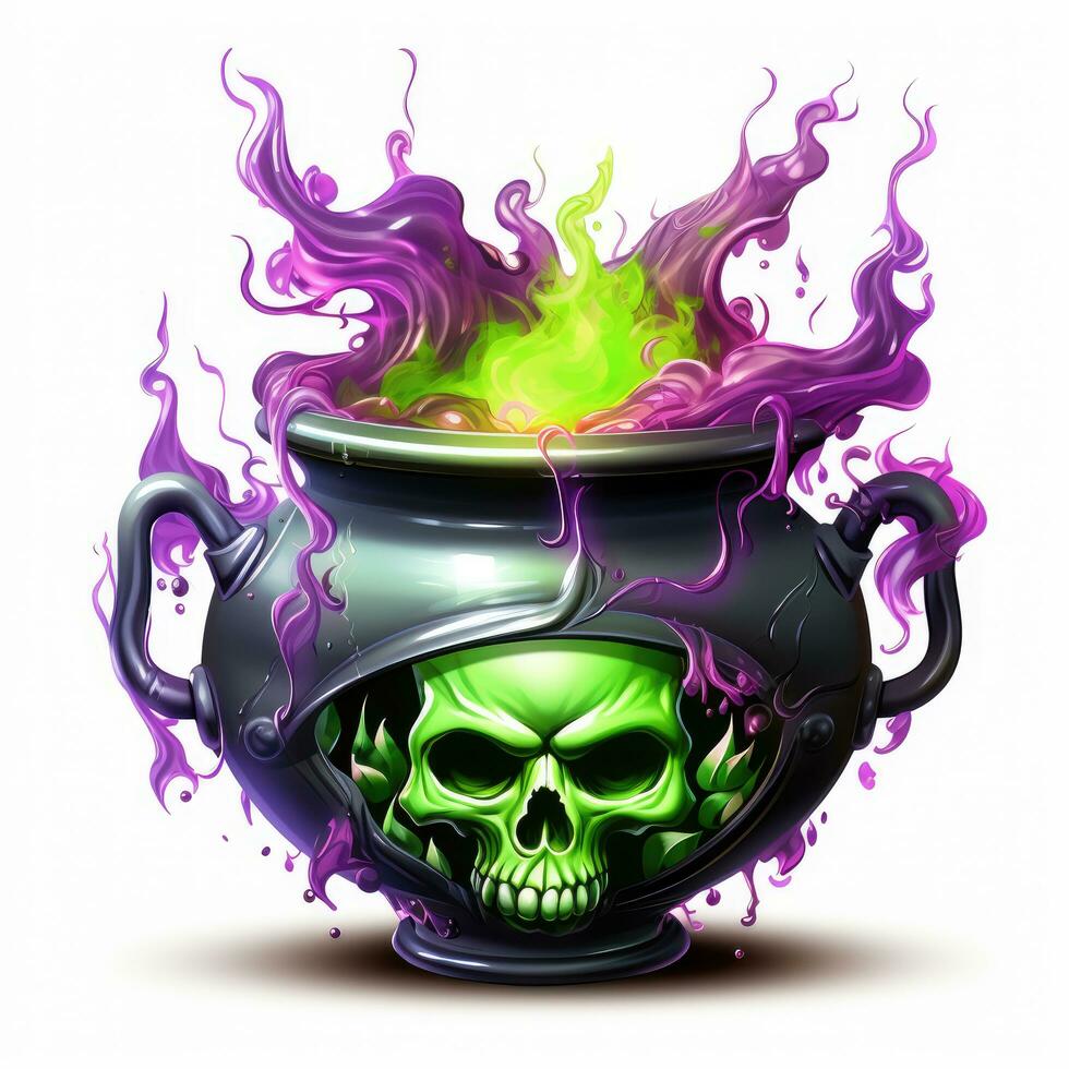 cauldron pot poison Halloween illustration scary horror design tattoo vector isolated fantasy photo