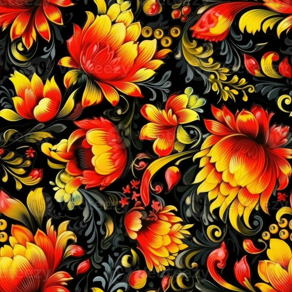 retro Clásico florido ornamento sin costura modelo floral azul cuadrado Arte textil paño impresión Arte foto