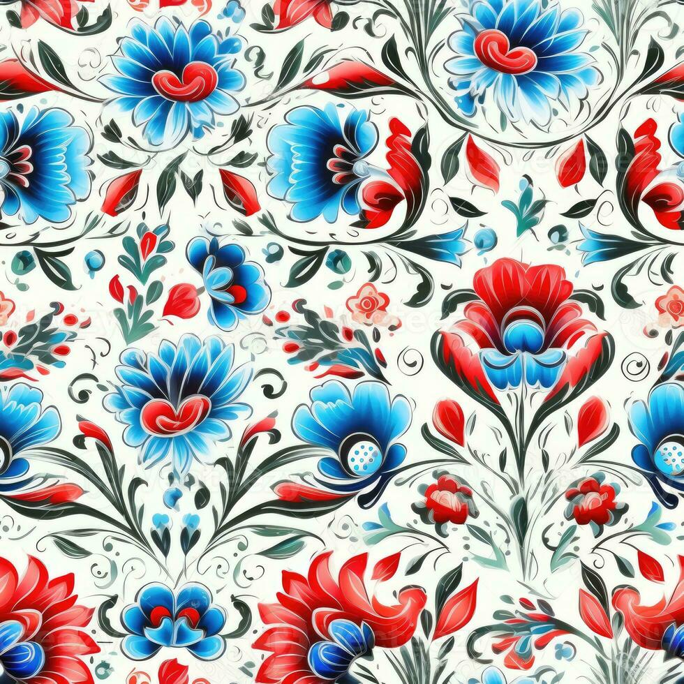 retro Clásico florido ornamento loseta vidriado portugués mosaico modelo floral azul cuadrado Arte foto