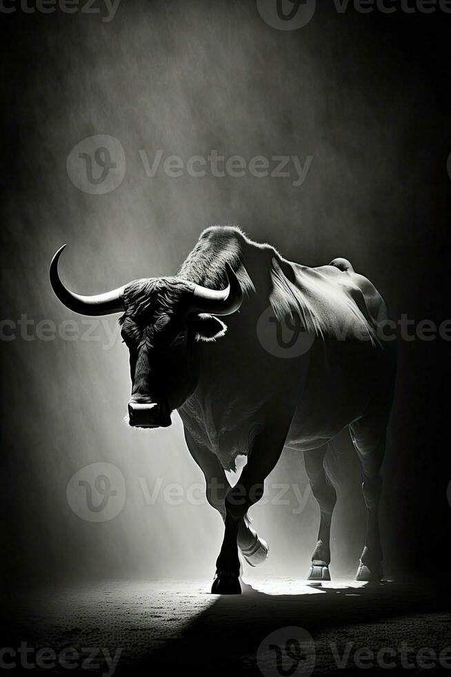 bull cow ox silhouette contour black white backlit motion contour tattoo professional photography photo