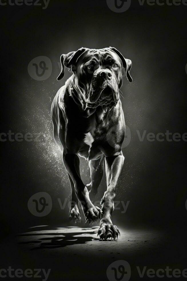 cane corso dog silhouette contour black white backlit motion contour tattoo professional photography photo