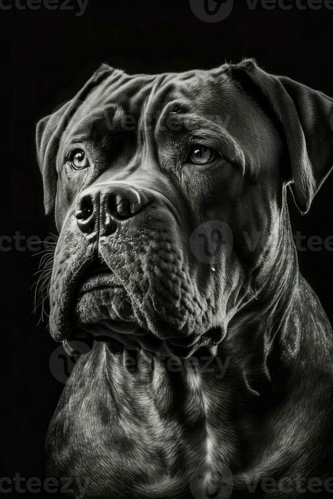 cane corso dog silhouette contour black white backlit motion contour tattoo professional photography photo