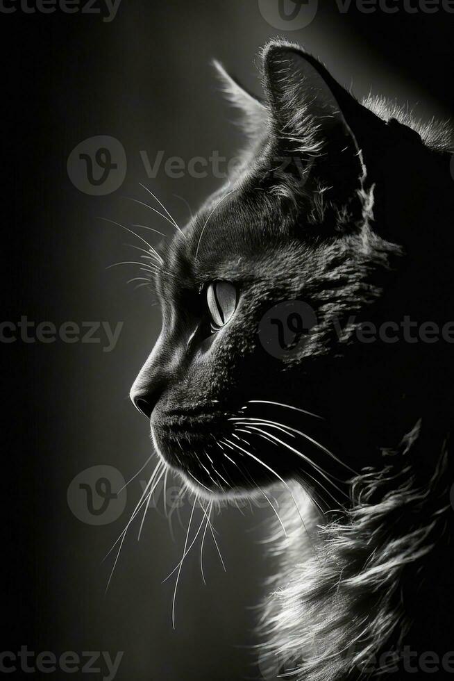 kitty cat silhouette contour black white backlit motion tattoo professional photography photo