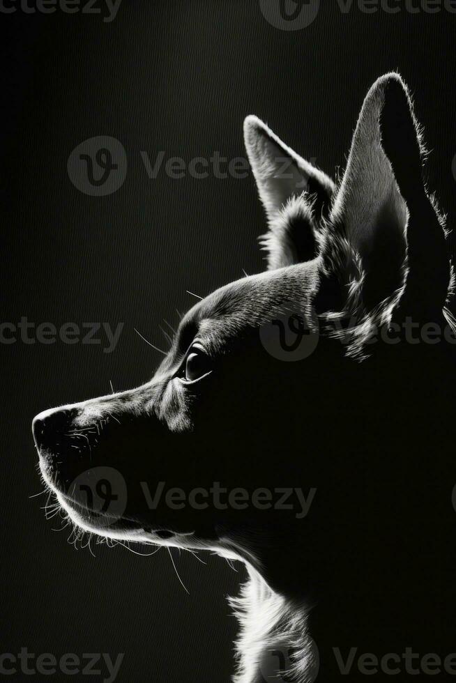 chihuahua small dog silhouette contour black white backlit motion tattoo professional photography photo