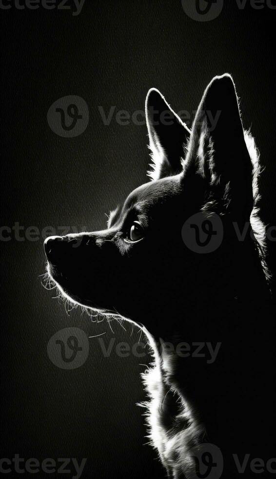 chihuahua small dog silhouette contour black white backlit motion tattoo professional photography photo