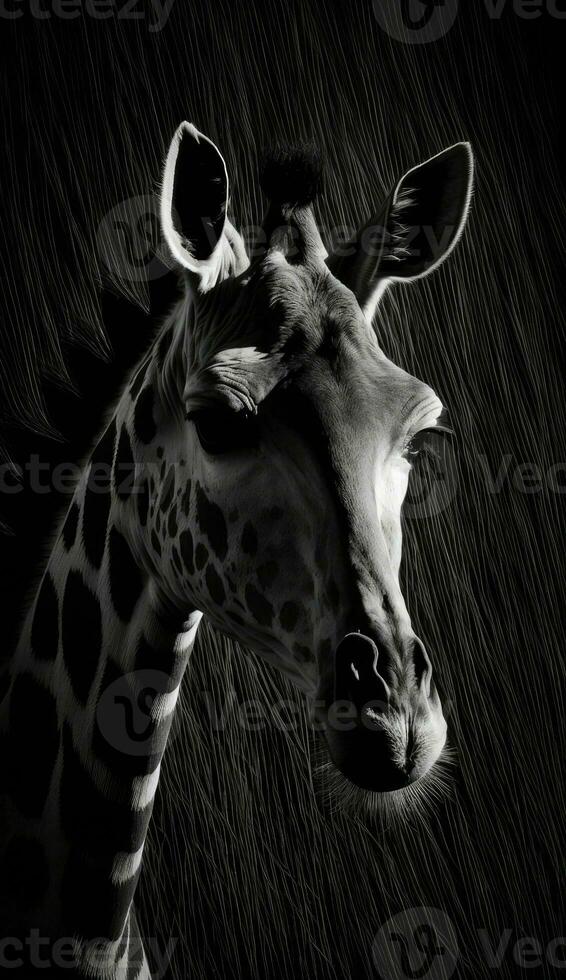 giraffe studio silhouette photo black white vintage backlit portrait motion contour tattoo