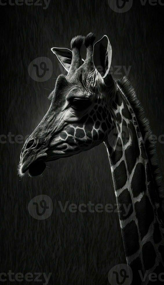 giraffe studio silhouette photo black white vintage backlit portrait motion contour tattoo