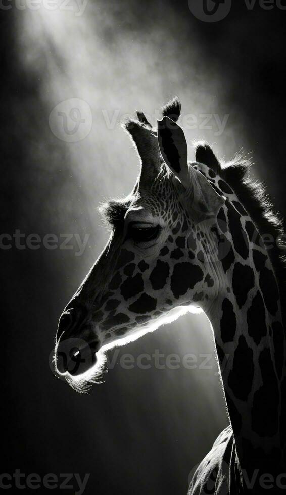 giraffe studio silhouette photo black white vintage backlit portrait motion contour tattoo