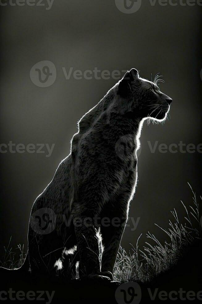 panther roar mouth studio silhouette photo black white backlit portrait motion contour tattoo