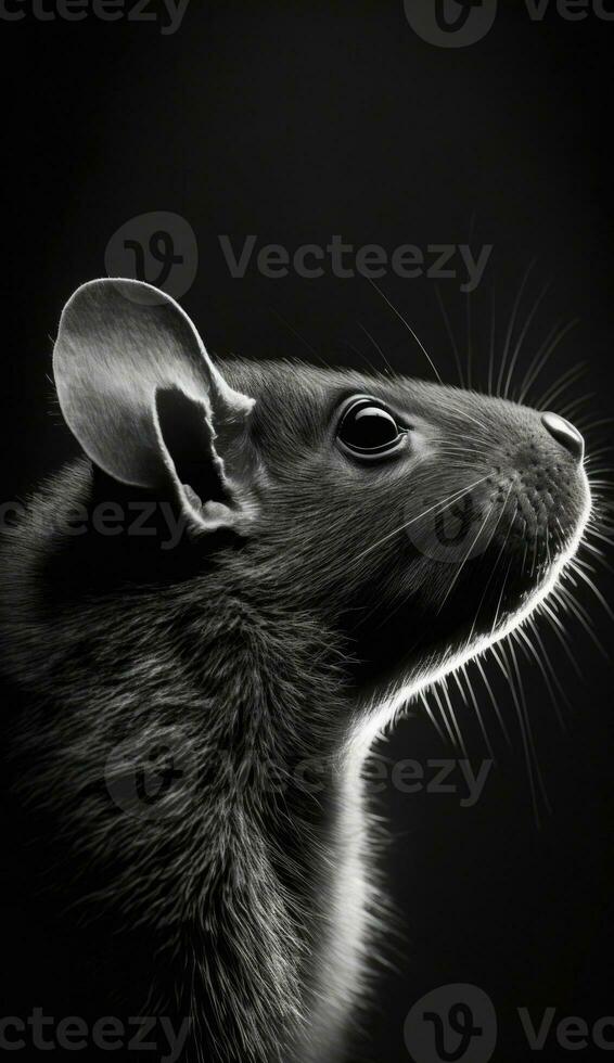 rat mouse macro close portrait studio silhouette photo black white backlit motion contour tattoo