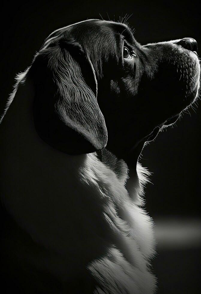 saint Bernard dog silhouette contour black white backlit motion tattoo professional photography photo