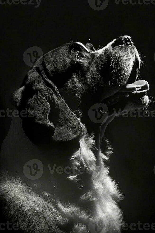 saint Bernard dog silhouette contour black white backlit motion tattoo professional photography photo