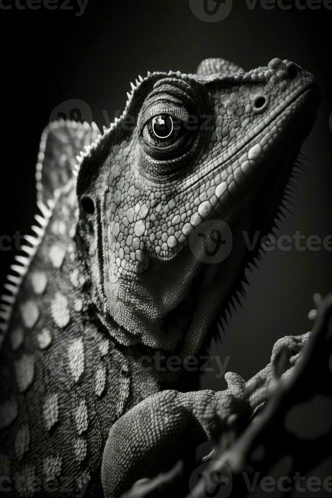camaleón estudio silueta foto negro blanco Clásico retroiluminado retrato movimiento contorno tatuaje