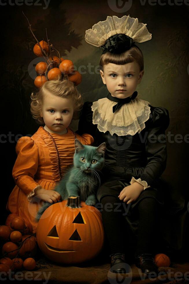 vintage retro children book postcard illustration 1950s scary halloween costume smile witch photo