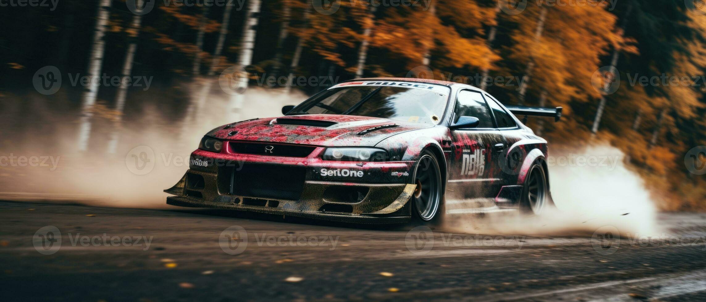 jdm japonés a la deriva coche profesional foto fumar dinámica en movimiento pista deporte Afinación fotografía