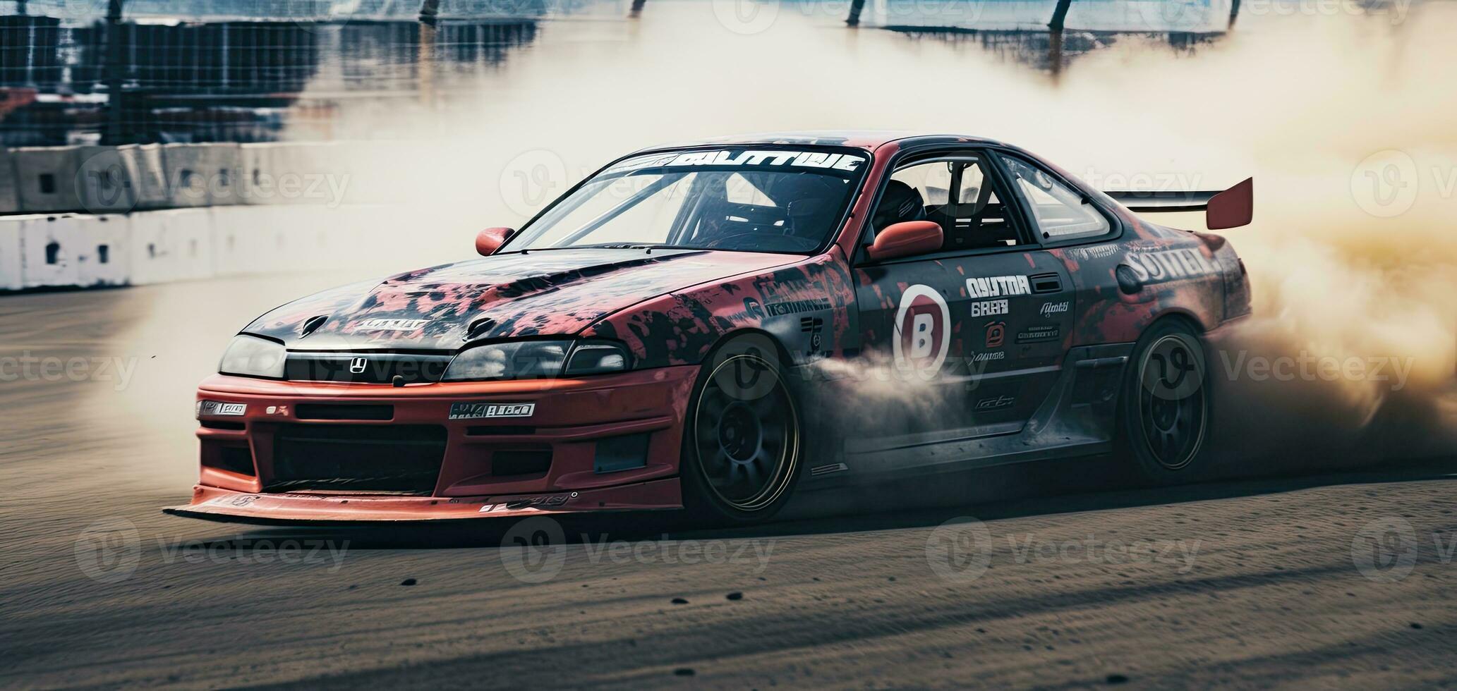 jdm japonés a la deriva coche profesional foto fumar dinámica en movimiento pista deporte Afinación fotografía