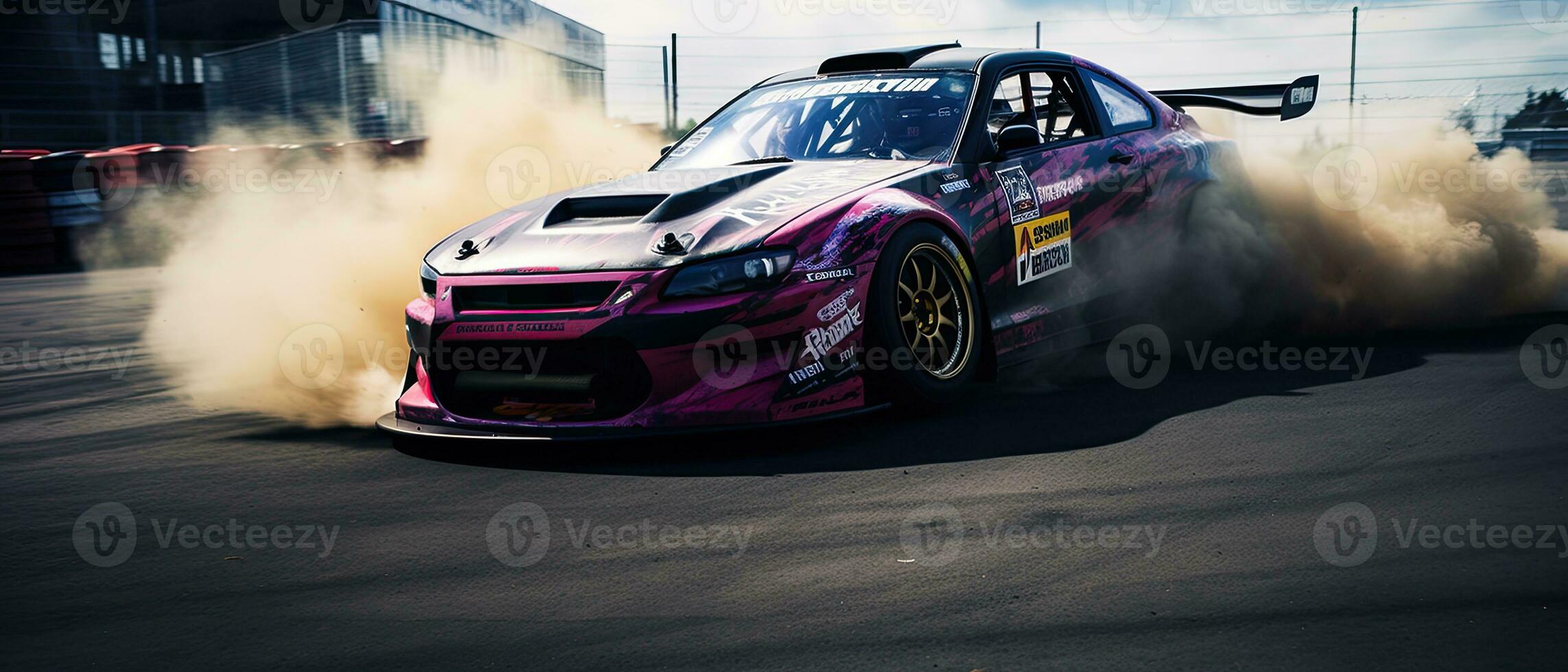 jdm japonés a la deriva coche profesional foto fumar dinámica en movimiento pista deporte Afinación fotografía