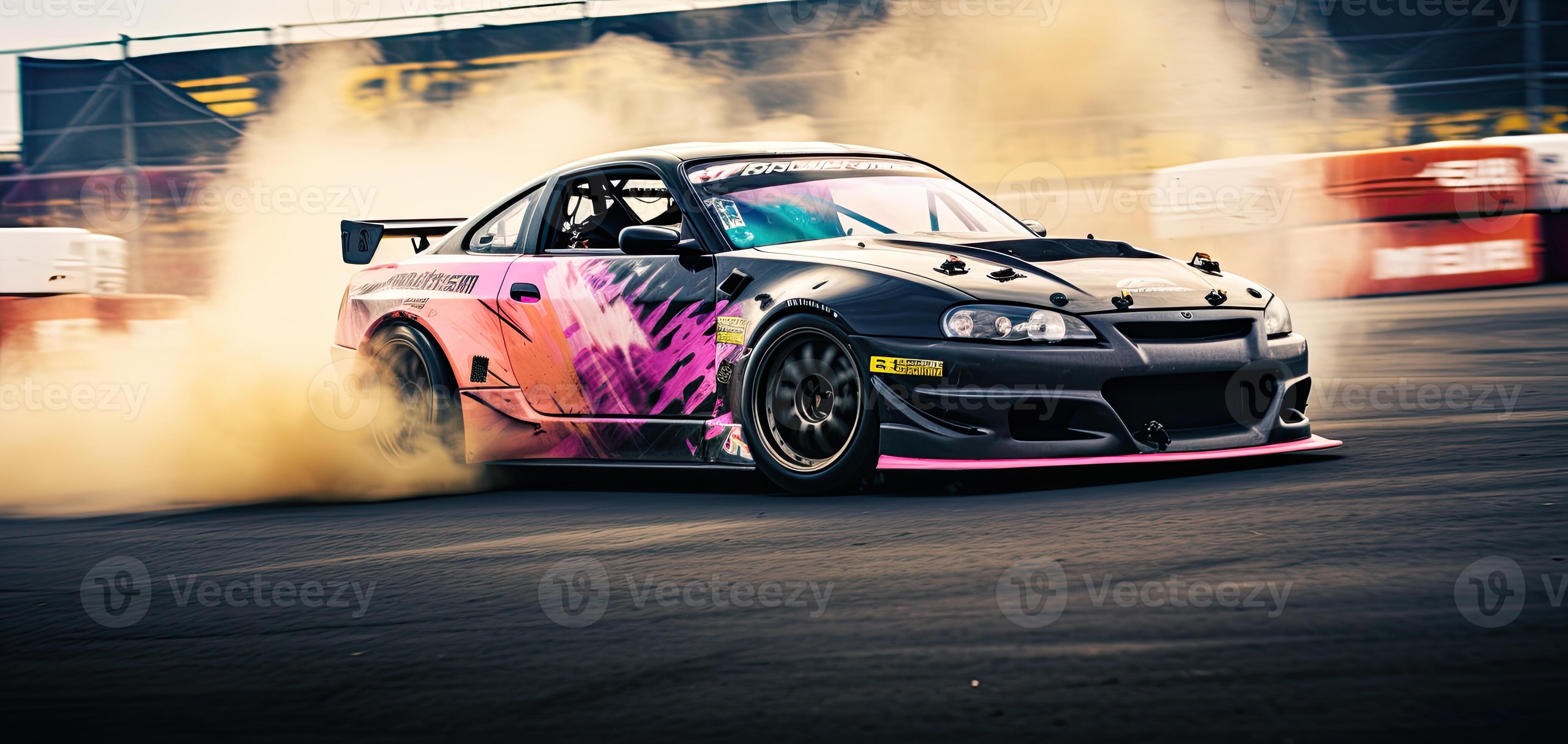 Premium AI Image  Drift racing japan tuning cars smoke speed drone photo  tokio wallpaper photo