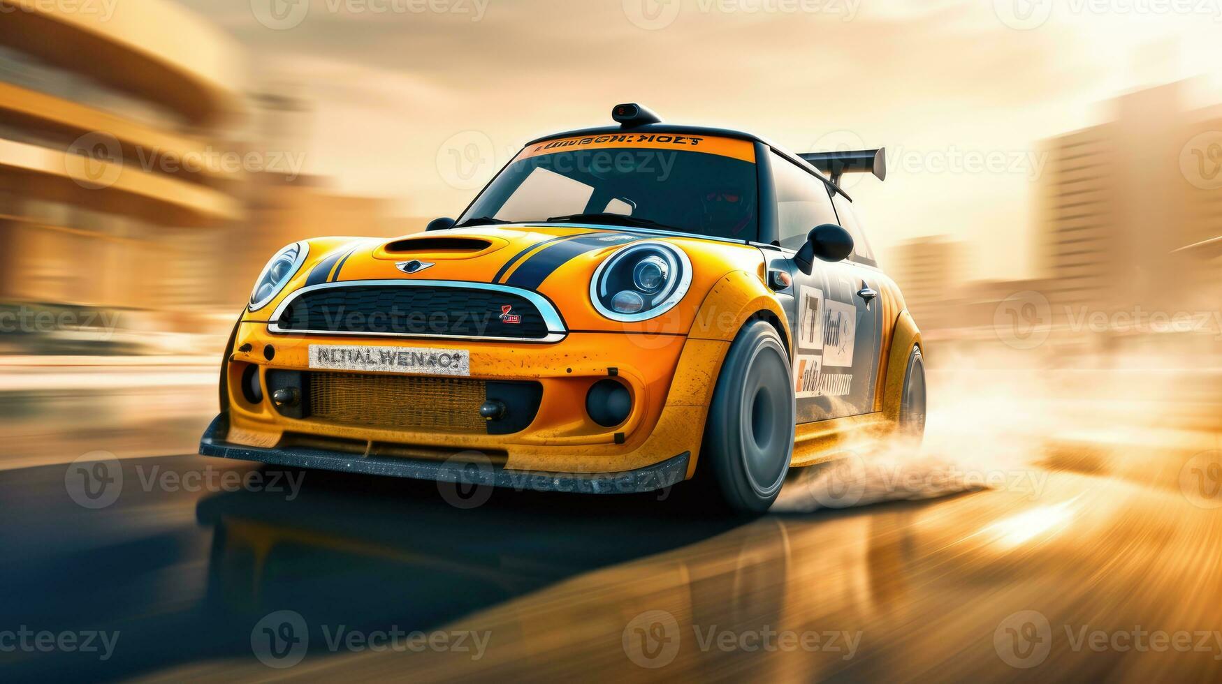 mini cooper john works drifting car professional photo dynamic in motion track tuning photography