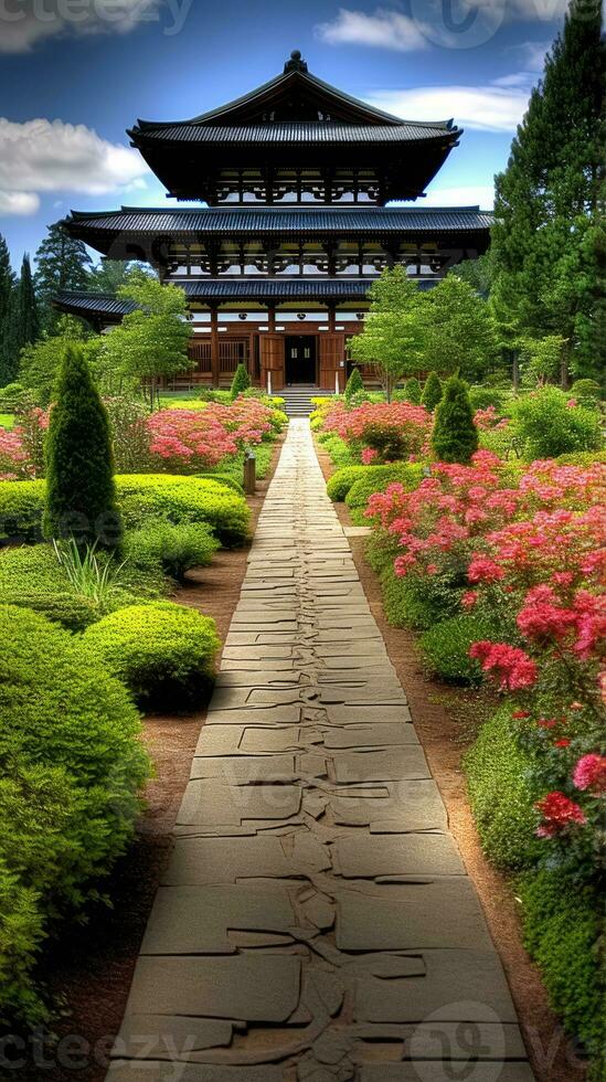 Japón zen templo todai paisaje panorama ver fotografía sakura flores pagoda paz silencio foto