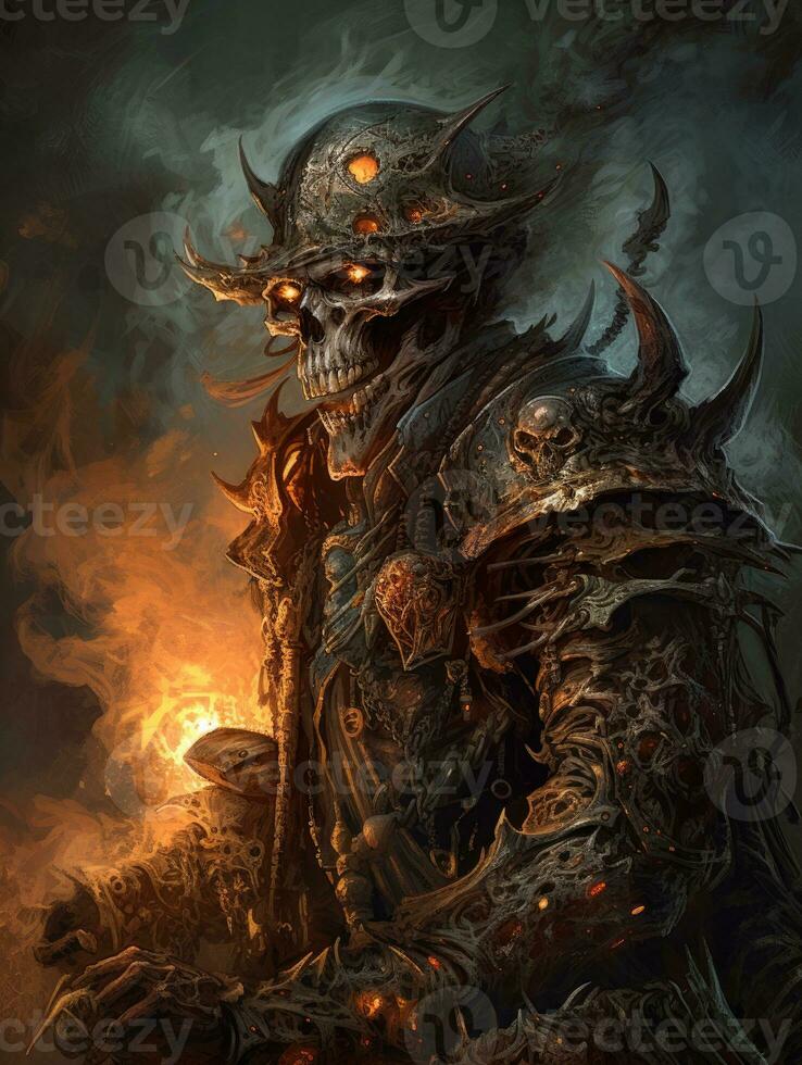 demon hunter game tattoo epic dark fantasy illustration art scary poster oil painting darkness photo