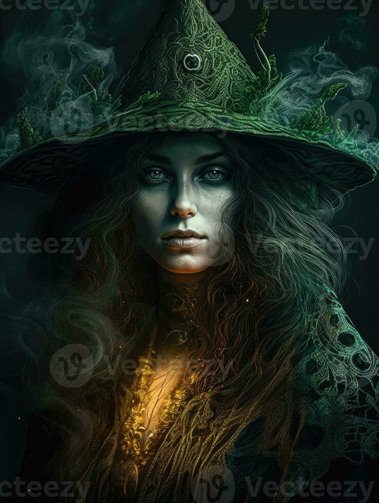 witch woman portrait game tattoo epic dark fantasy illustration art scary poster oil painting photo