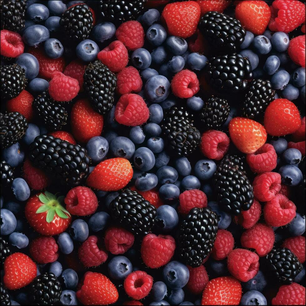 berries blueberry cherry blackberry perfectly connected photo pattern poster decor wallpaper