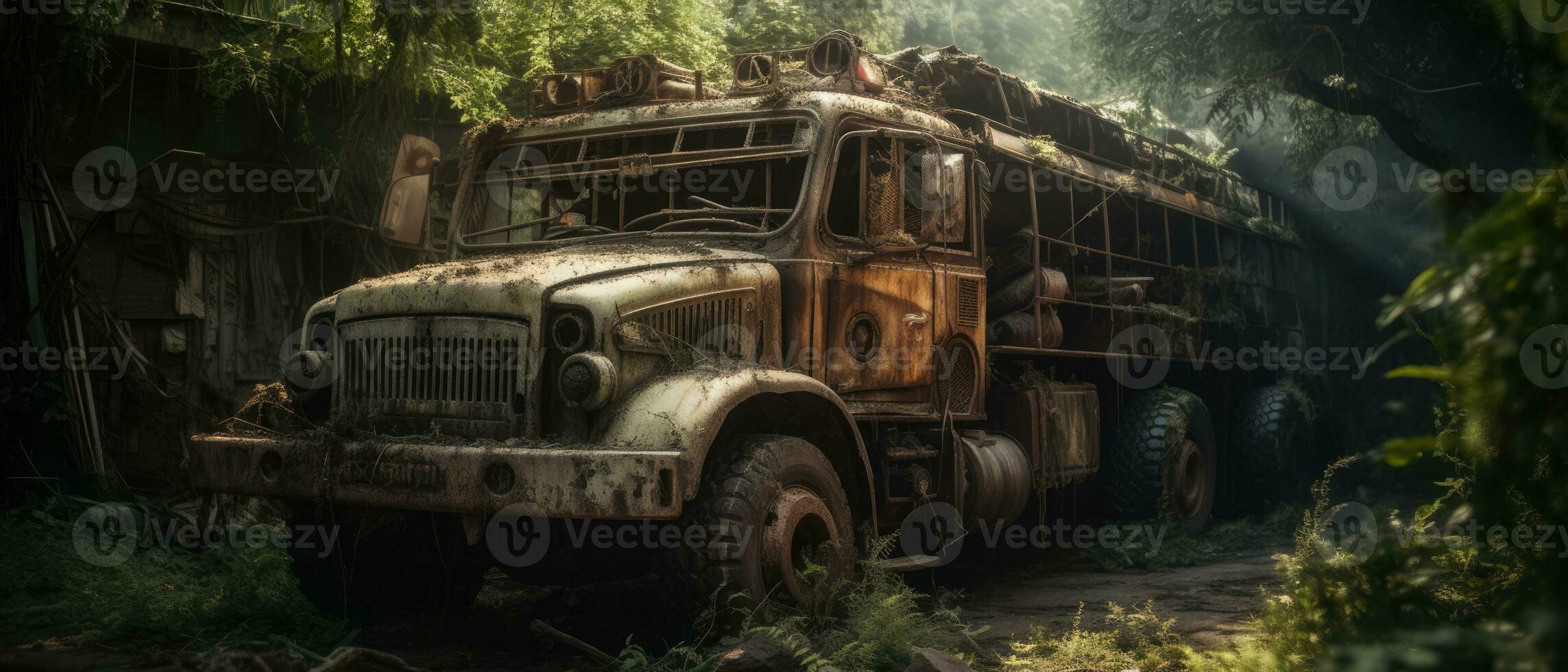 jeep truck military car post apocalypse landscape game wallpaper photo art illustration rust