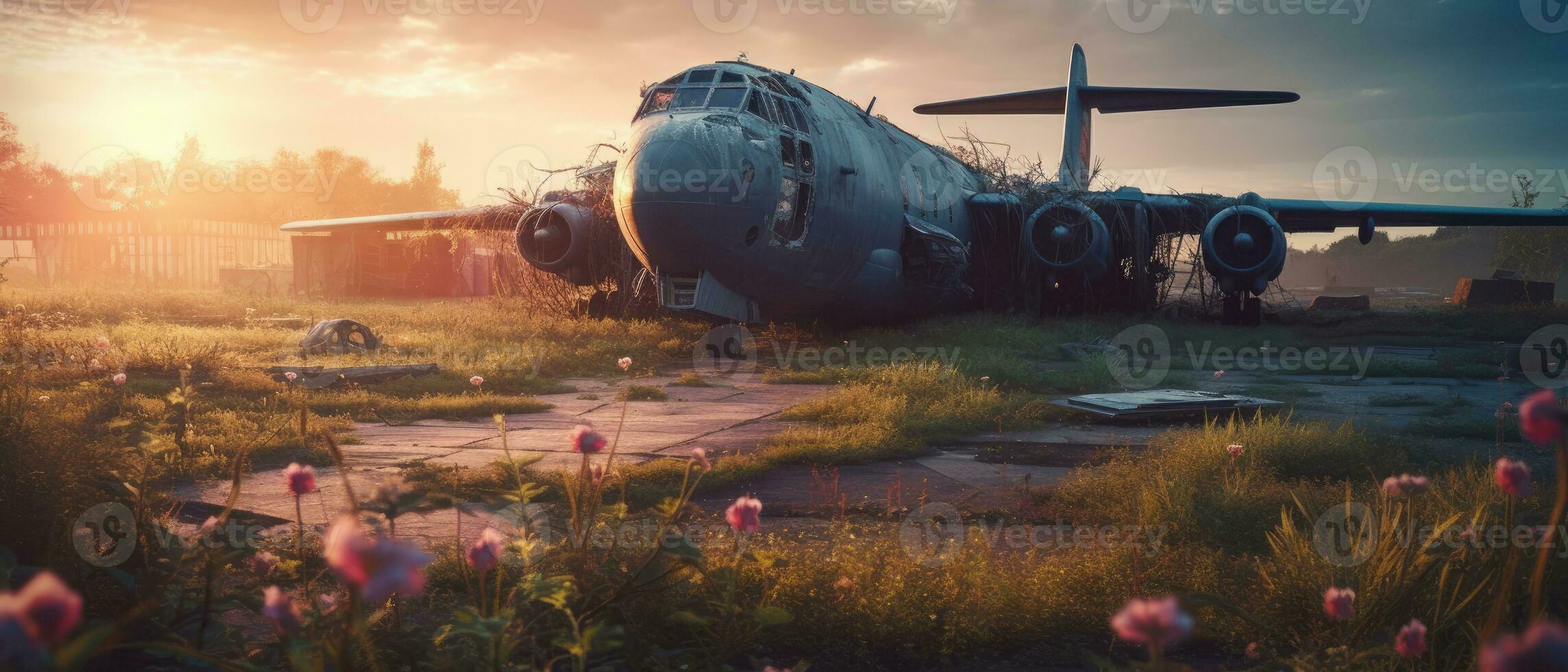 big war plane military post apocalypse landscape war game wallpaper photo art illustration rust