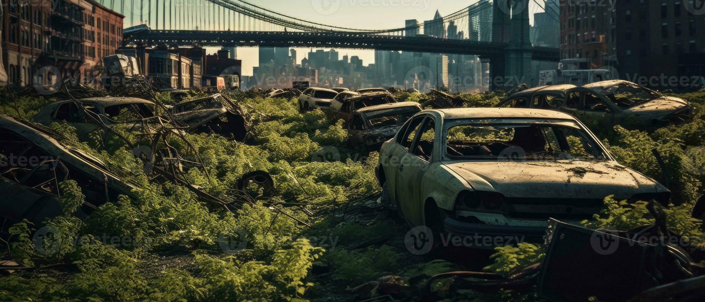 retro car muscle isolated post apocalypse landscape game wallpaper photo art illustration rust