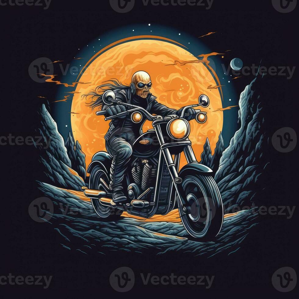 harley bike rider tshirt design mockup printable cover tattoo isolated vector illustration artwork photo