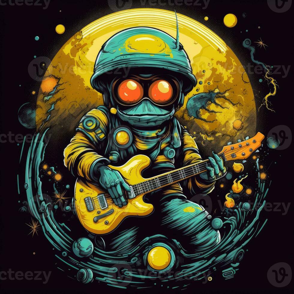 minion bass guitar tshirt design mockup printable cover tattoo isolated vector illustration artwork photo