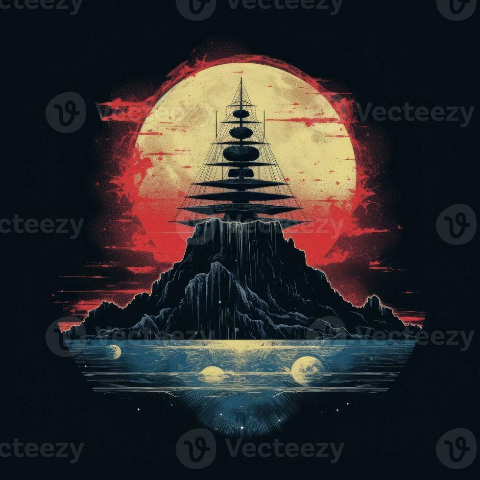 star destroyer tshirt design mockup printable cover tattoo isolated vector illustration artwork photo