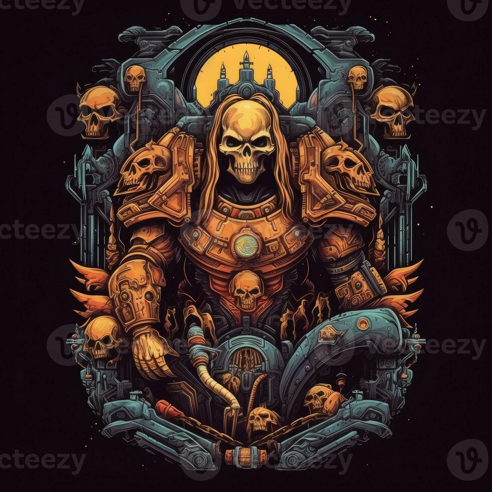 Warhammer space marine tshirt design mockup printable cover tattoo isolated vector illustration photo