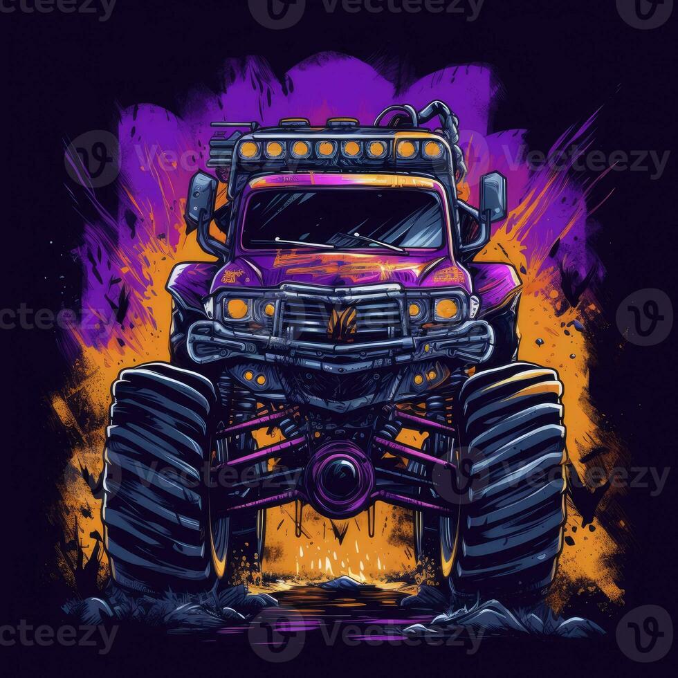 enojado max coche mosnter camión camiseta diseño Bosquejo imprimible cubrir tatuaje aislado vector ilustración foto