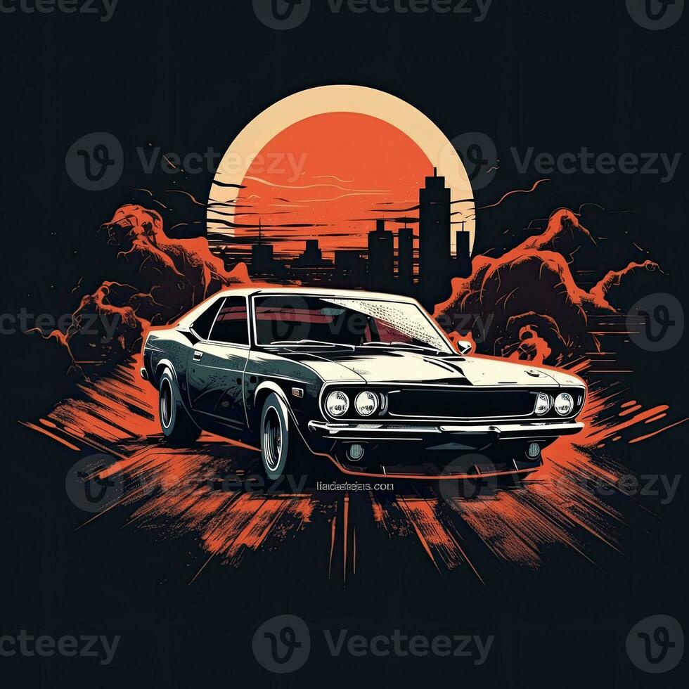 jdm gtr japan car hakosuka tshirt design mockup cover tattoo isolated vector illustration artwork photo