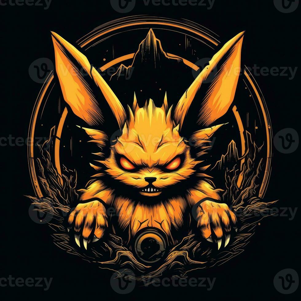 crazy Pikachu tshirt design mockup printable cover tattoo isolated vector illustration artwork photo
