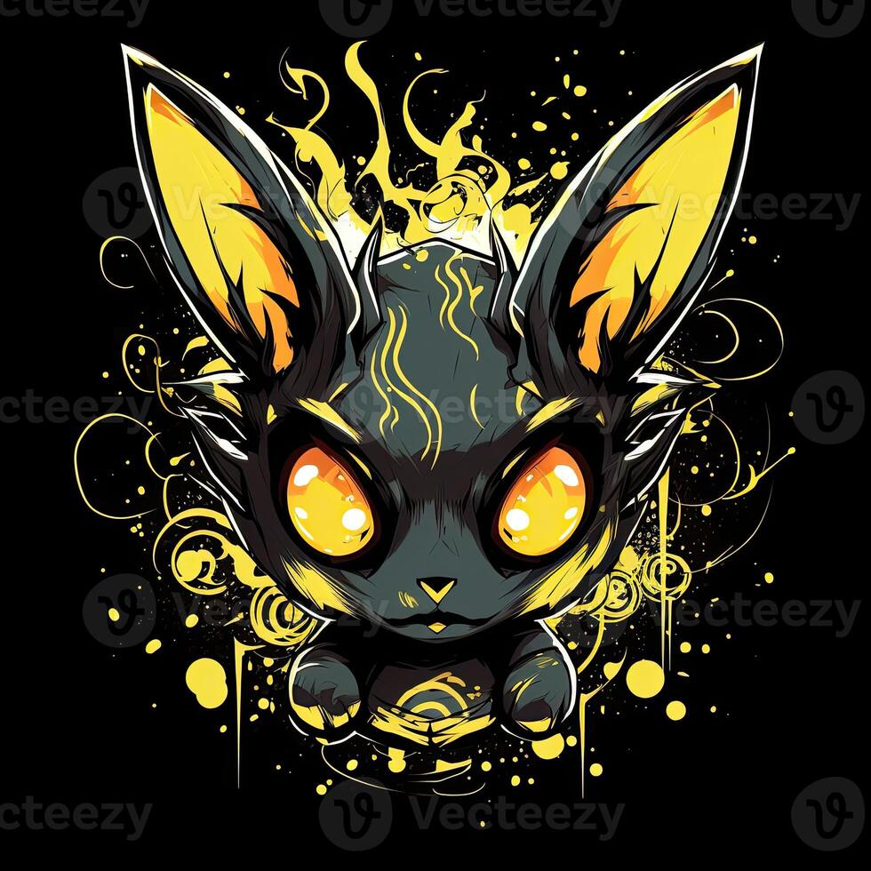 loco Pikachu camiseta diseño Bosquejo imprimible cubrir tatuaje aislado vector ilustración obra de arte foto