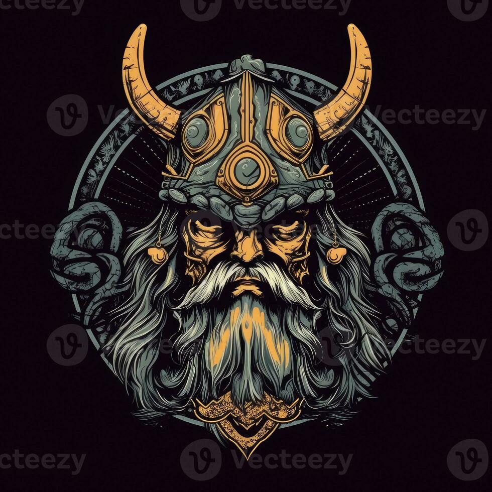Norway viking tshirt design mockup printable cover tattoo isolated vector illustration artwork photo