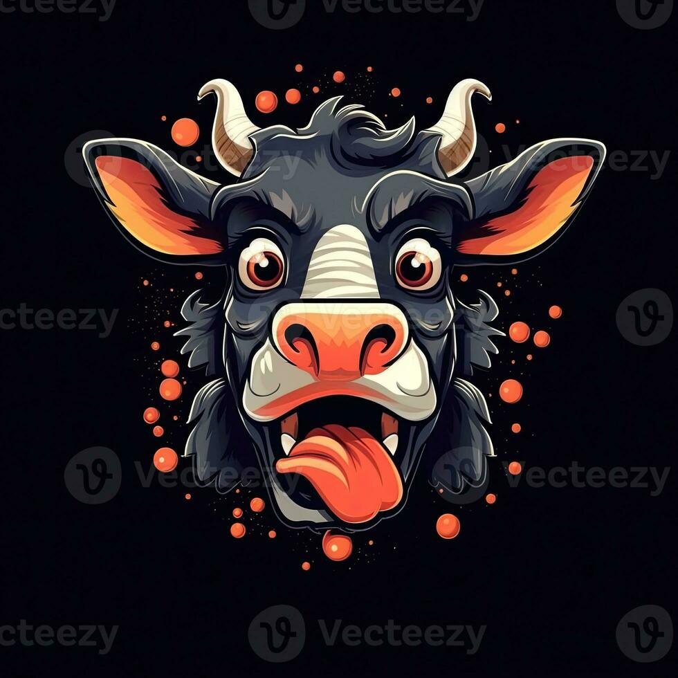 loco vaca gritar camiseta diseño Bosquejo imprimible cubrir tatuaje aislado vector ilustración obra de arte foto