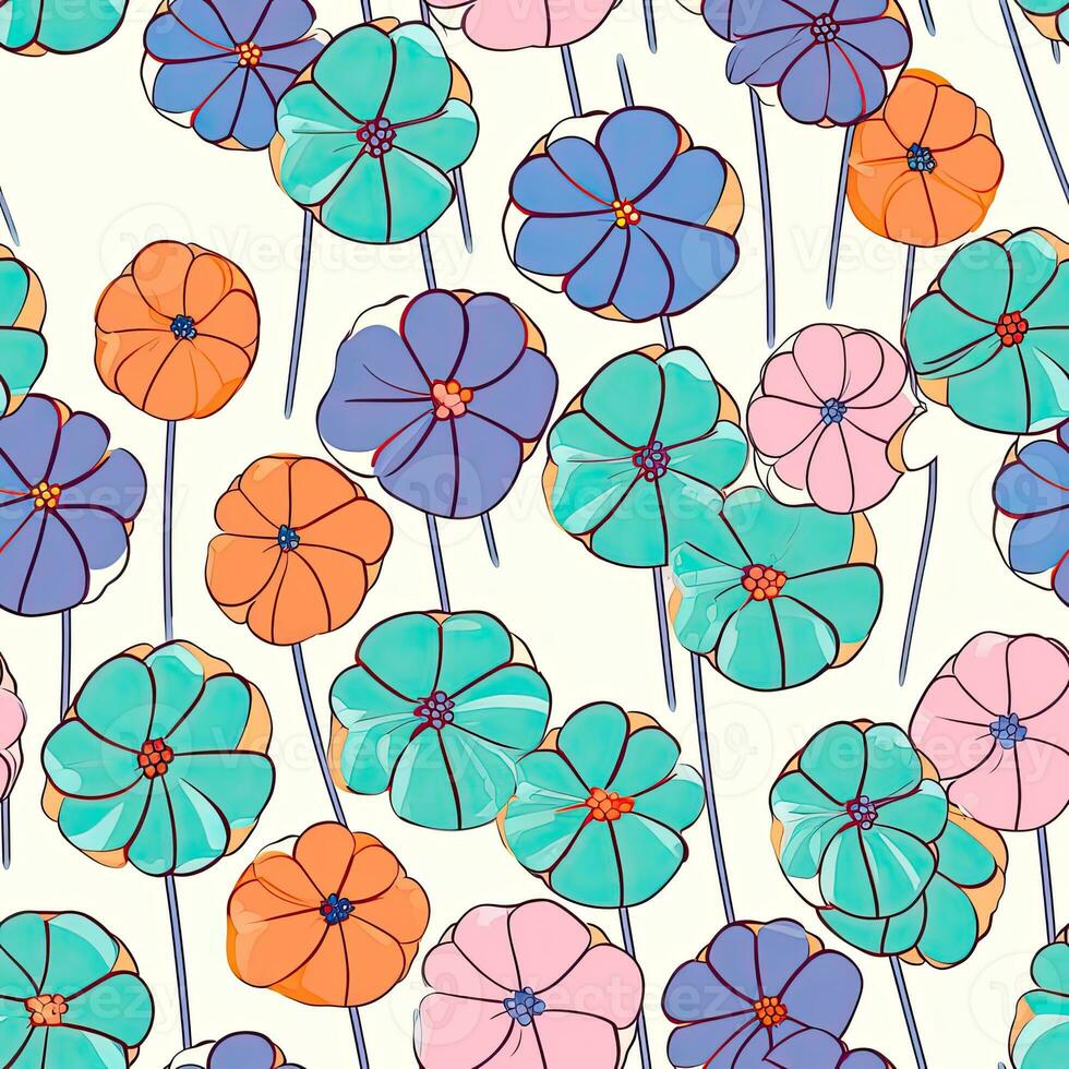 lollypop sweet seamless pattern floral scrapbooking sheet design pastel print painting watercolor photo