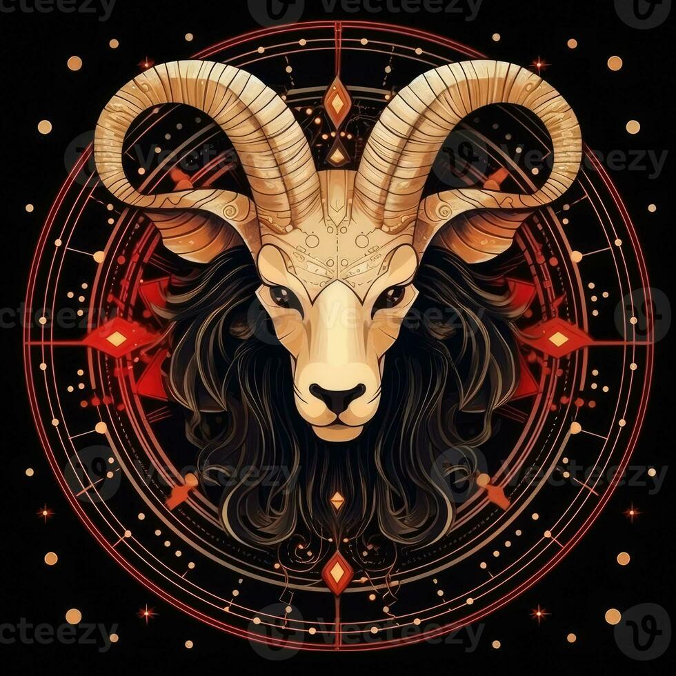 Capricorn mystical cosmos compass planet tarot card constellation navigation zodiac illustration photo