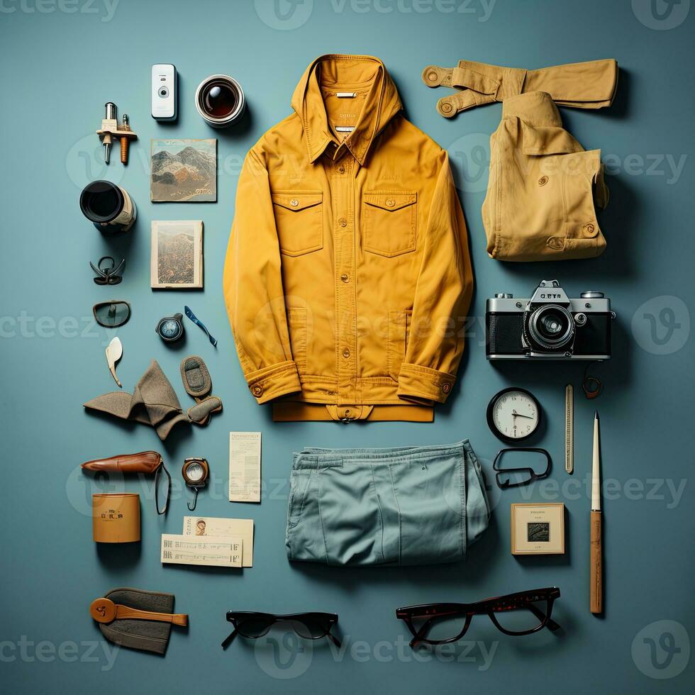 photographer Vintage Knolling Flat Lays vogue photo salon stylish clothes fashion collection set