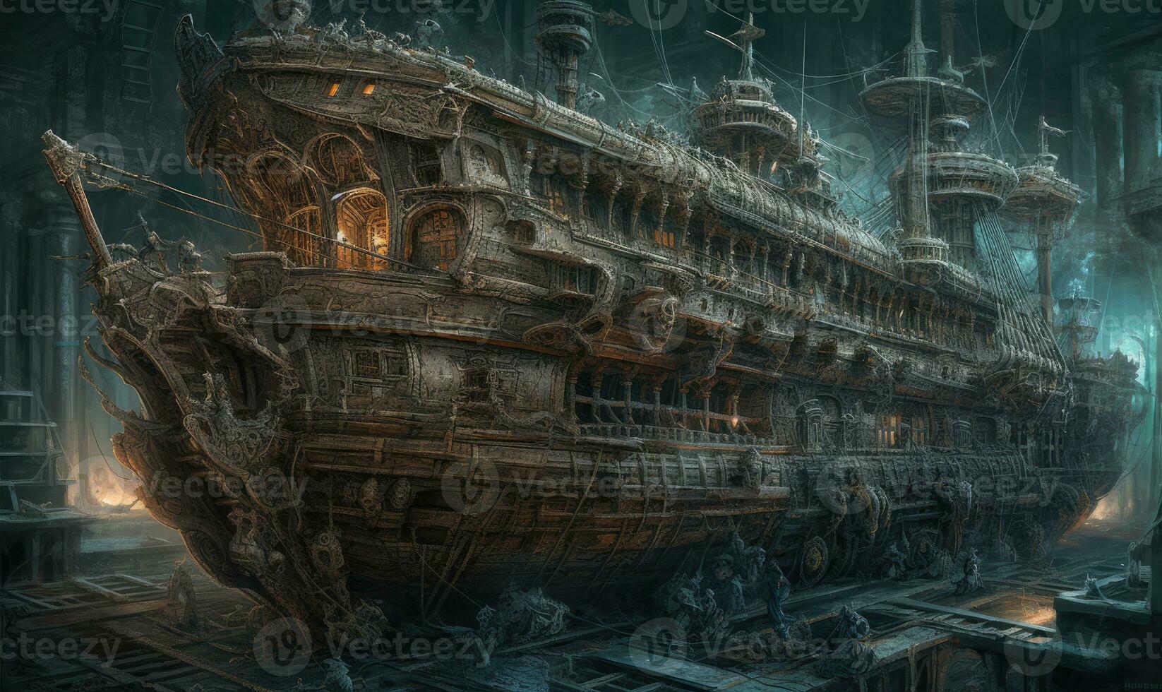 ship sea ocean old pirate landscape city mystic poster alien steampunk wallpaper fantastic photo
