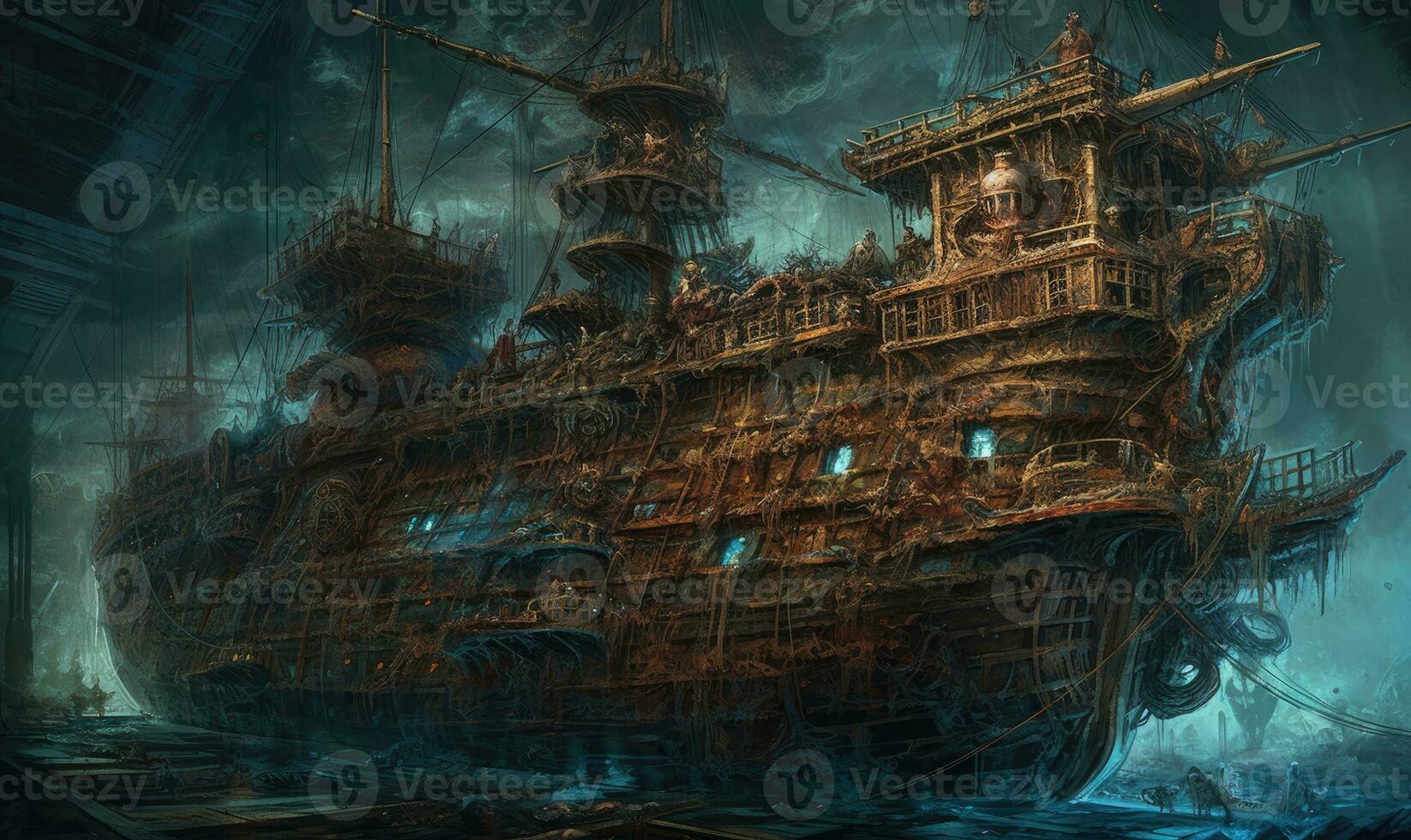 ship sea ocean old pirate landscape city mystic poster alien steampunk wallpaper fantastic photo