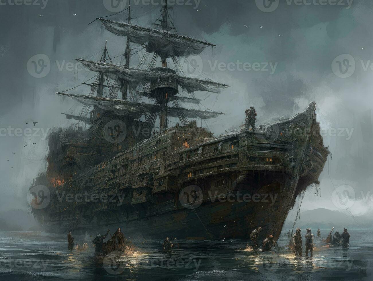 ship sea ocean old pirate landscape city mystic poster alien steampunk wallpaper fantastic photo