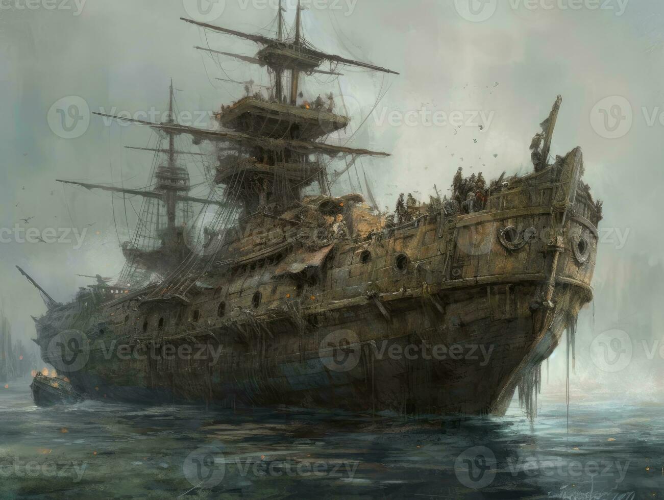 ship sea ocean old pirate landscape city mystic poster alien steampunk wallpaper fantastic photo