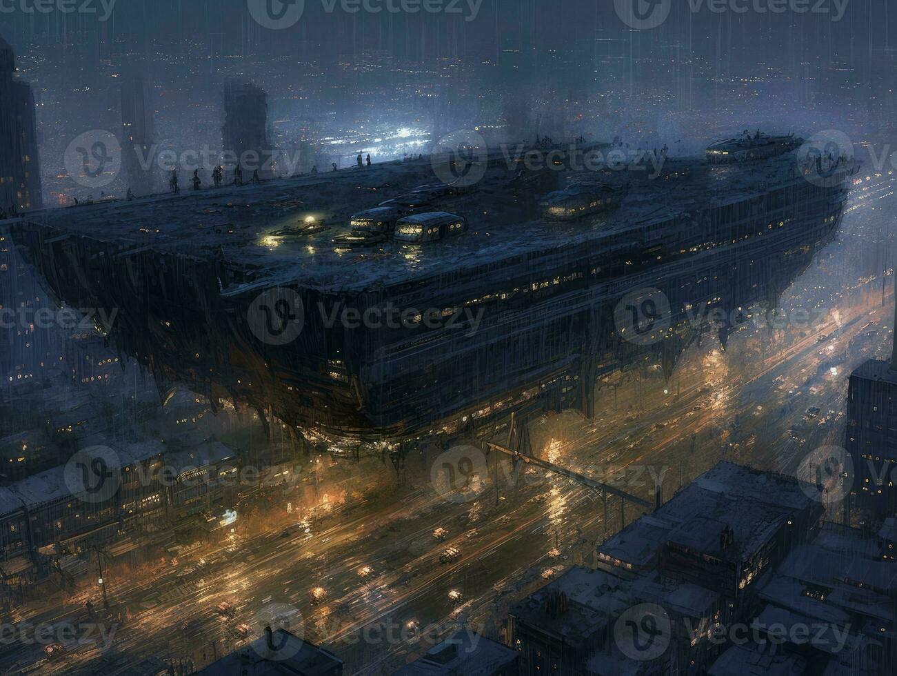 night city futuristic street landscape city mystic poster alien steampunk wallpaper fantastic photo