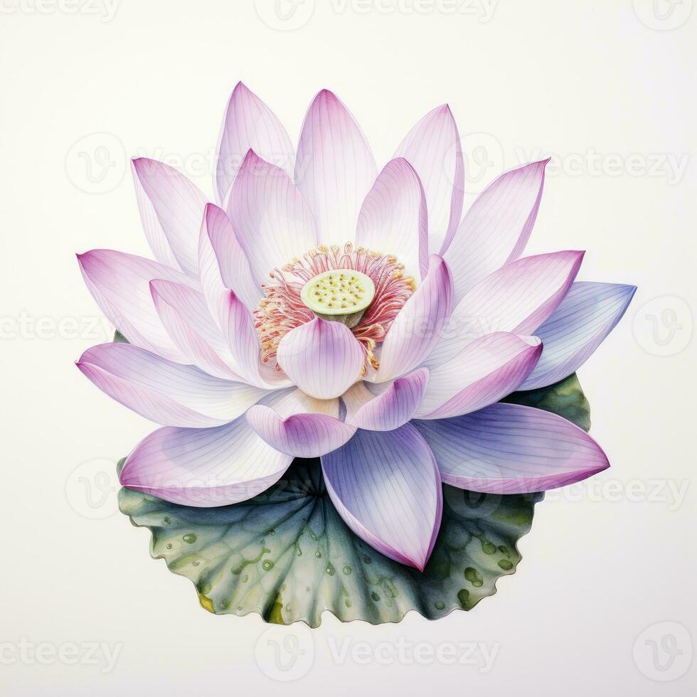 lotus detailed watercolor painting fruit vegetable clipart botanical realistic illustration photo